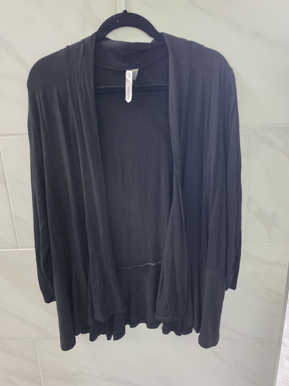 NY Collection Black Open-Front Women's Cardigan